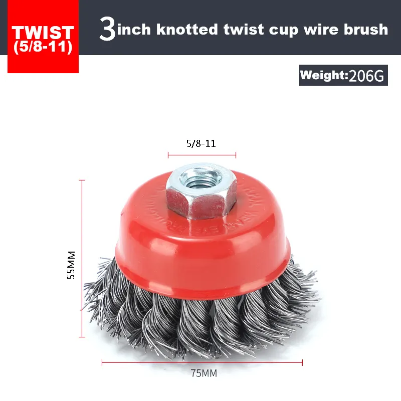 3inch knotted twist cup wire brush